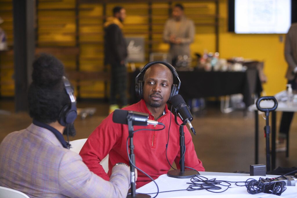 video podcast booth used at a networking event