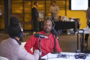 video podcast booth used at a networking event